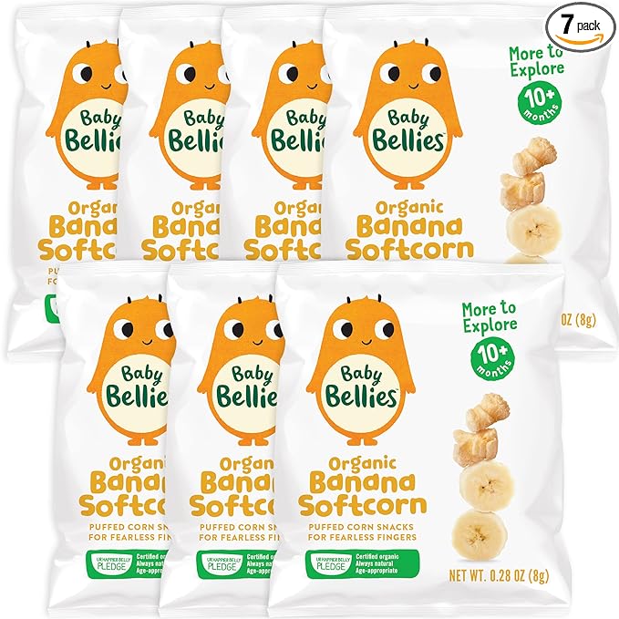 🔥 🔥$1.39⬇️Price Drop⬇️Little Bellies Organic Softcorn Baby Snack, Banana, Pack of 7 Individual Snack Packs